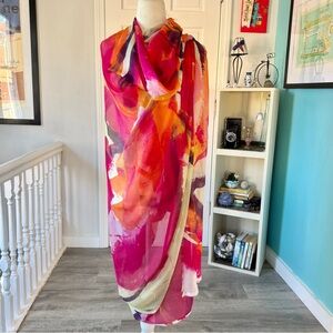 RARE Franco Ferrari Silk Shawl hand painted by Luparia Lab